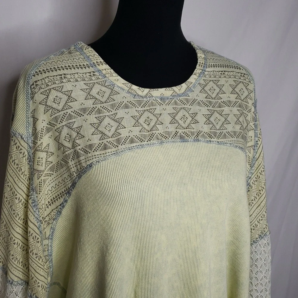 Oli & Hali Tie Dye Aztec Print Oversized Slouchy Lace Tunic Top Size S Lagenlook - Picture 4 of 16